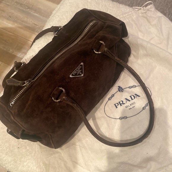 prada brown suede bag